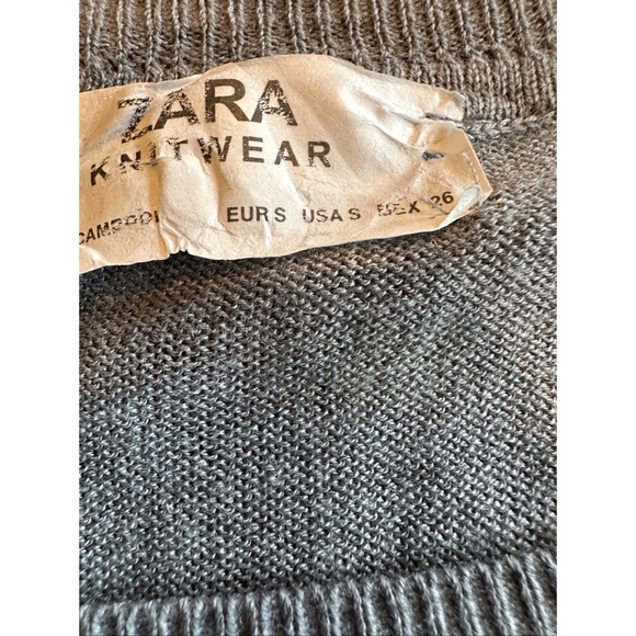 Zara Grey Light Knit Split Hem Top, S - Picture 8 of 10
